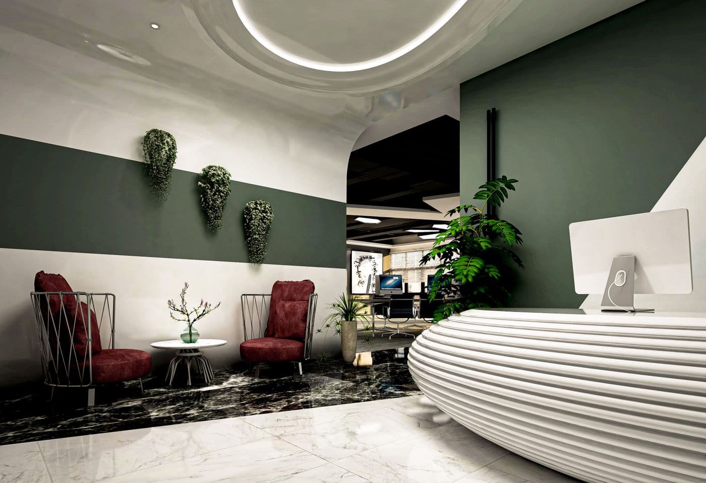 Area resepsionis dan lounge tamu KantorKita